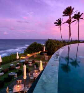 Luxury infinity pool at Cape Weligama with ocean views and sunset ambiance